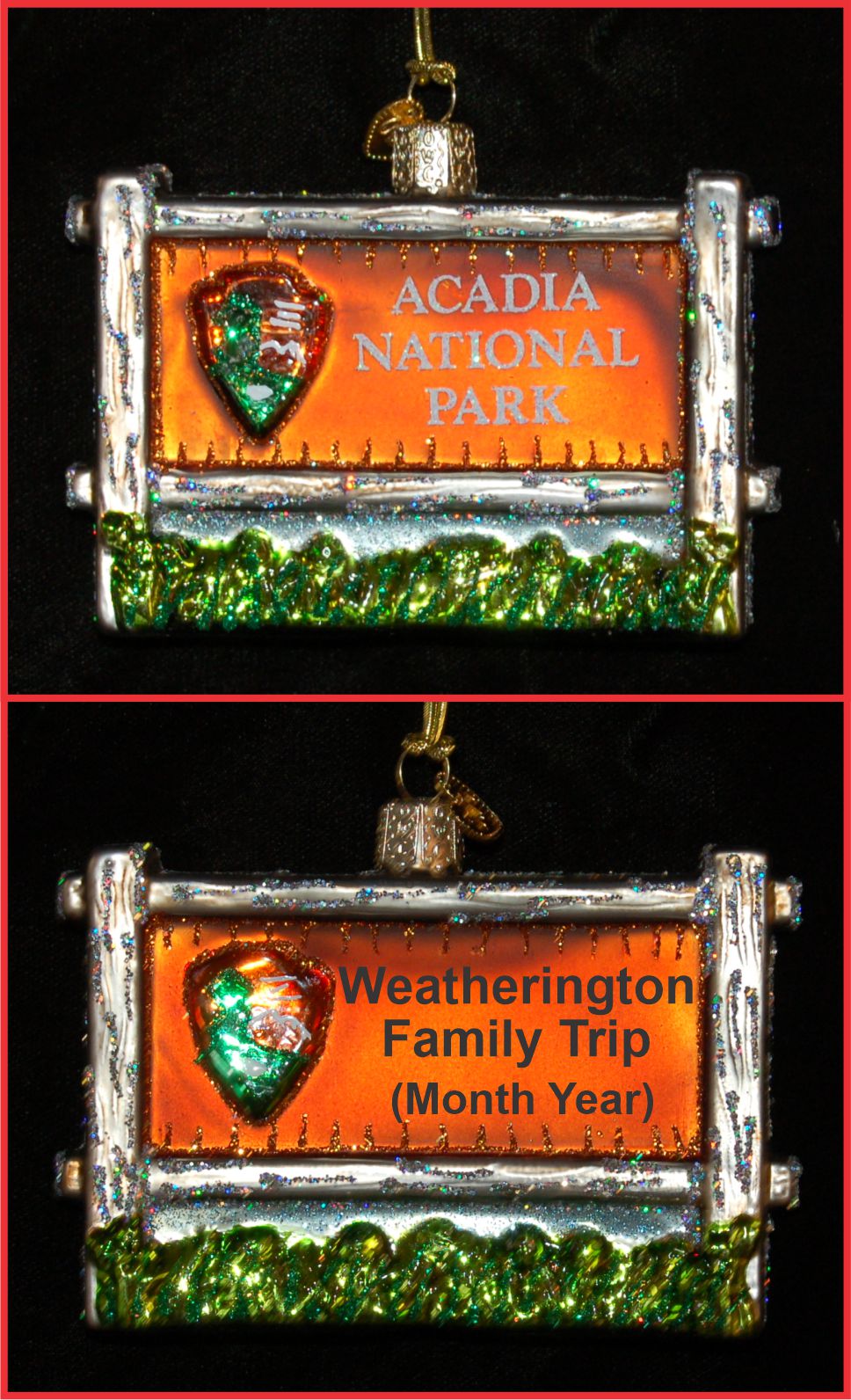 Acadia National Park Christmas Ornament Personalized by RussellRhodes.com