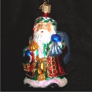 Old-Time Santa Glass Christmas Ornament Personalized by Russell Rhodes
