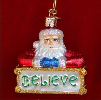 Spirit of Christmas Believe Glass Glass Christmas Ornament Personalized by Russell Rhodes