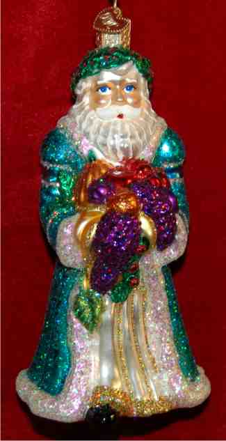 Bountiful Father Christmas Glass Christmas Ornament Personalized by Russell Rhodes