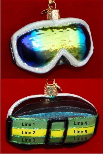 No-Glare Ski Goggles Christmas Ornament Personalized by Russell Rhodes
