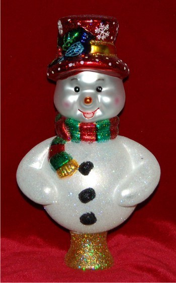 Snowman with Holiday Top Hat Tree Topper Personalized by Russell Rhodes