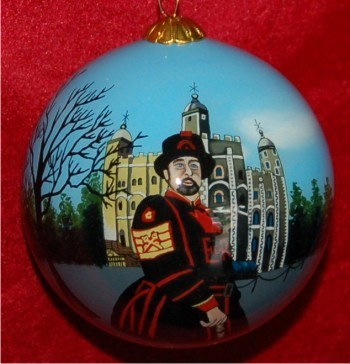 The Tower of London with Beefeater Christmas Ornament Personalized by Russell Rhodes