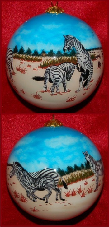 Natural Beauty: Zebras in the Wild Christmas Ornament Personalized by RussellRhodes.com