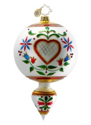 Radko Drop: Hearts a la Fleur Radko Christmas Ornament Personalized by Russell Rhodes