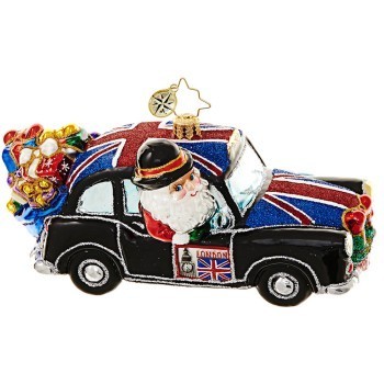 Britain Bound Hitting the Town Santa Christmas Ornament Personalized by Russell Rhodes
