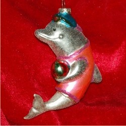 Dolphin Play Glass Christmas Ornament Personalized by Russell Rhodes