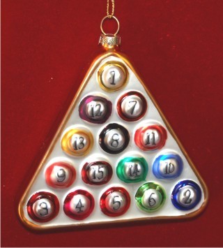 Glass Billards in Rack Christmas Ornament Personalized by Russell Rhodes