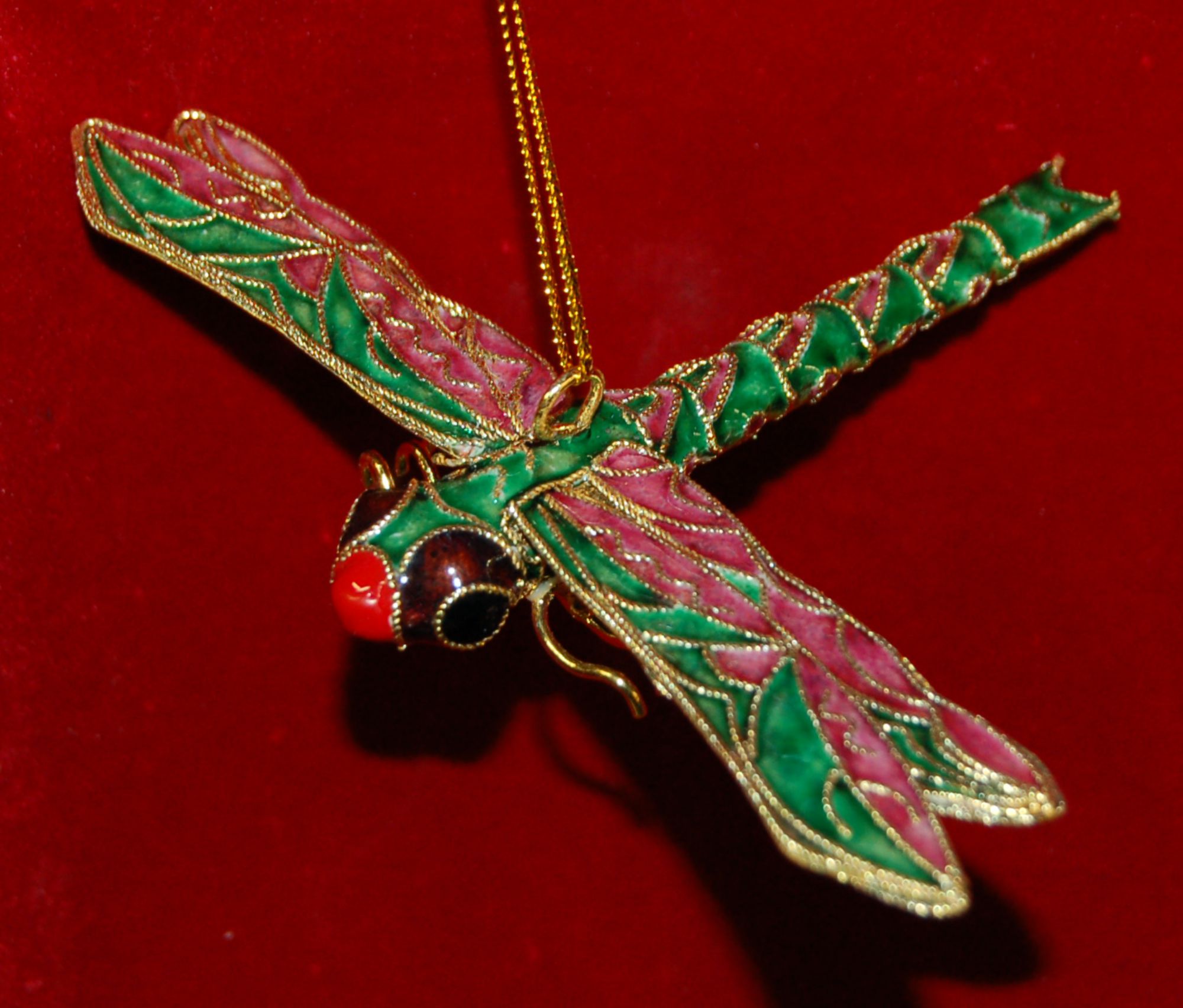 Personalized Dragonfly Christmas Ornament Cloisonne Green Personalized by RussellRhodes.com