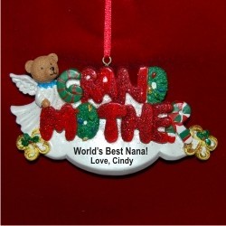 Grandmother with Angelic Teddy Bear Christmas Ornament Personalized by RussellRhodes.com