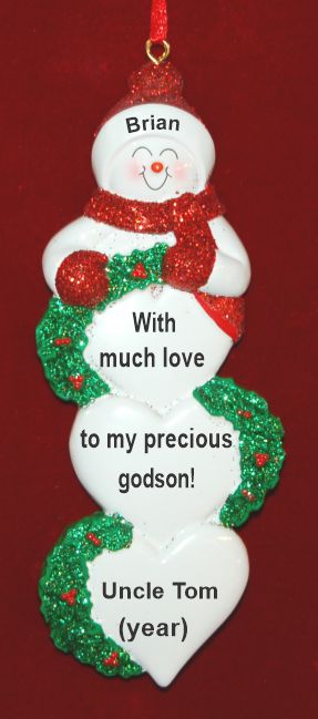 Lots of Love Godmother to Godson Personalized Christmas Ornament Personalized by RussellRhodes.com