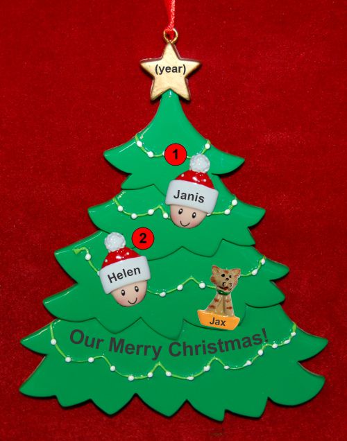 Gay Couple Christmas Tree Ornament with Dogs, Cats, Pets Custom Add-ons Personalized by RussellRhodes.com