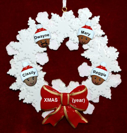 African American Grandparents Christmas Ornament Celebration Wreath Red Bow 4 Grandkids Personalized by RussellRhodes.com