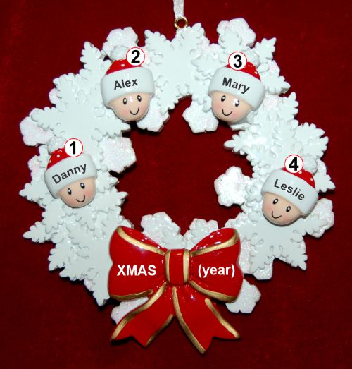 Grandparents Christmas Ornament Celebration Wreath Red Bow 4 Grandkids Personalized by RussellRhodes.com
