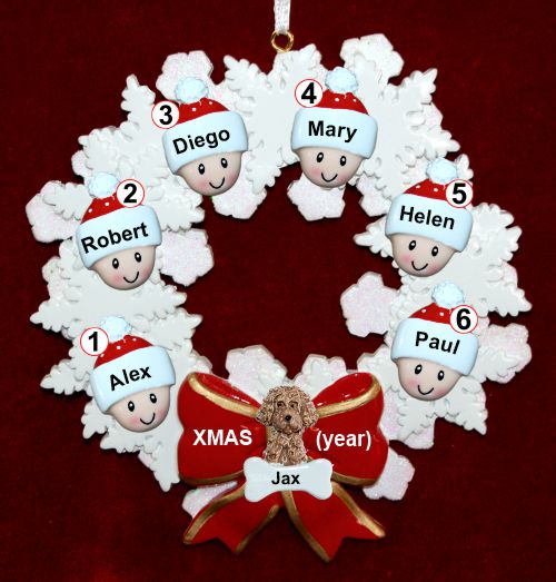 Grandparents Christmas Ornament Celebration Wreath Red Bow 6 Grandkids Personalized by RussellRhodes.com