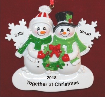 White Xmas Snowflake Couple Personalized Christmas Ornament Personalized by Russell Rhodes