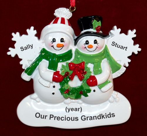 Grandparents Christmas Ornament White Xmas 2 Grandkids Personalized by RussellRhodes.com