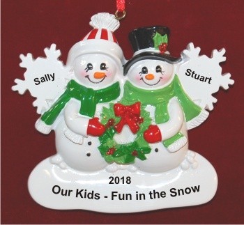 White Xmas Snowflake Our 2 Kids Personalized Christmas Ornament Personalized by Russell Rhodes