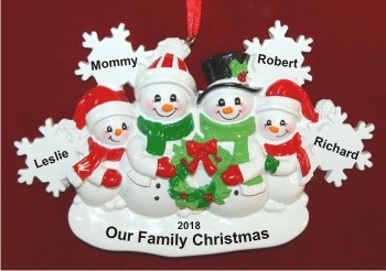 White Xmas Snowflake Single Mom or Dad 3 Kids Personalized Christmas Ornament Personalized by Russell Rhodes
