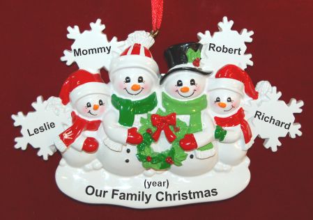 White Xmas Snowflake Single Mom or Dad 3 Kids Christmas Ornament Personalized by RussellRhodes.com