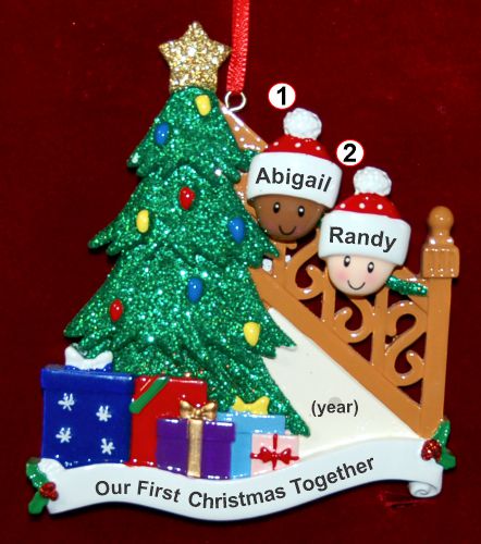 Our First Family Christmas Tree Mixed Race Biracial Christmas Ornament Personalized by RussellRhodes.com