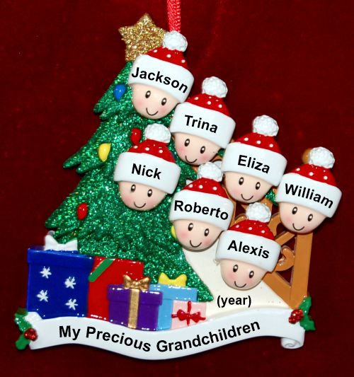 Our Xmas Tree Grandparents Christmas Ornament 7 Grandkids Personalized by Russell Rhodes