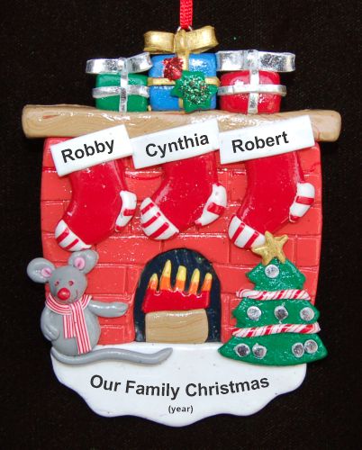 Fireplace Christmas Ornament 3 Stockings Personalized by RussellRhodes.com