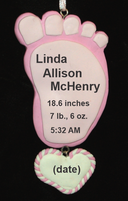 Baby Girl's Birth Statistics Christmas Ornament Personalized by RussellRhodes.com