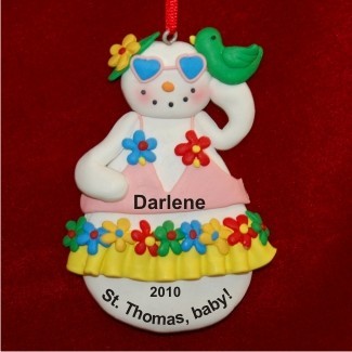 Winter Holiday Snowlady Christmas Ornament Personalized by Russell Rhodes
