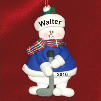 Snowman Golf Christmas Ornament Personalized by Russell Rhodes