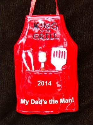 Dad's Apron King of the Grill Christmas Ornament Personalized by Russell Rhodes