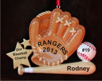 Our Baseball Champ Christmas Ornament Personalized by Russell Rhodes