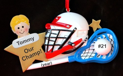 Lacrosse Ornament for Boy with Custom Face Add-on Personalized by RussellRhodes.com