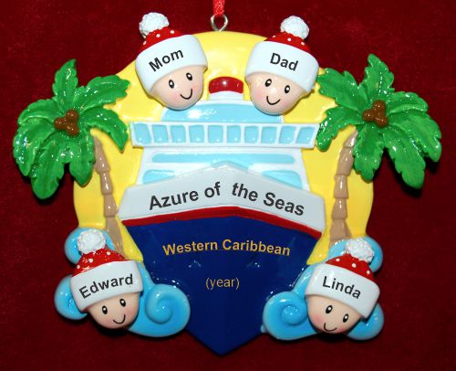 Family Cruise Christmas Ornament On the High Seas for 4 Personalized by RussellRhodes.com