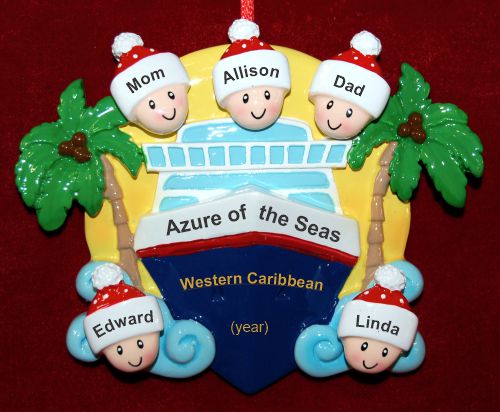 Family Cruise Christmas Ornament On the High Seas for 5 Personalized by RussellRhodes.com