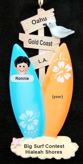 Surfing Ornament for Guy or Gal with Custom Face Add-on Personalized by RussellRhodes.com