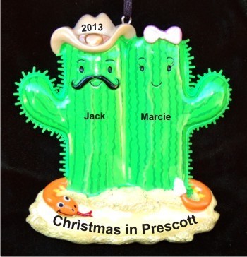 Cactus Couple Christmas Ornament Personalized by Russell Rhodes