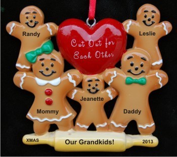 Made for Each Other - Grandparents with 3 Grandkids Christmas Ornament Personalized by Russell Rhodes