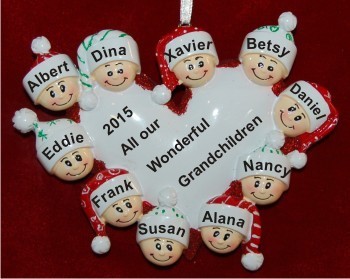 Loving Heart 10 Grandkids Christmas Ornament Personalized by RussellRhodes.com