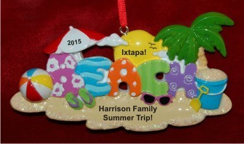 Sand and Surf Bound for the Beach Christmas Ornament Personalized by RussellRhodes.com