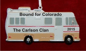 RV Camper On the Road Again Christmas Ornament Personalized by Russell Rhodes