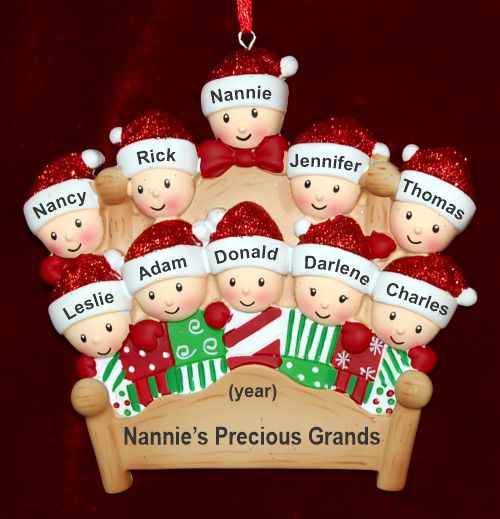 Keepsake Christmas Ornament 4-Poster Fun 8, 9, or 10 Grandkids with 1 or both Grandparents Personalized by RussellRhodes.com