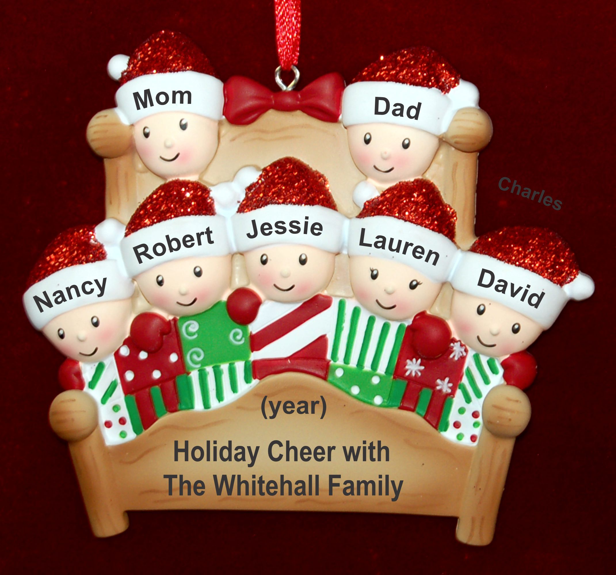 Personalized Family Christmas Ornament 4-Poster Fun for 7 Personalized by Russell Rhodes