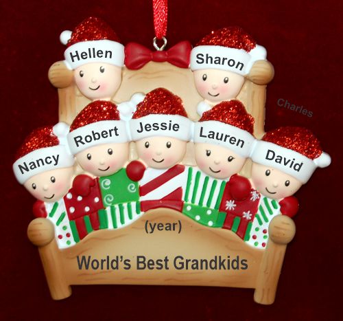 Grandparents Christmas Ornament 4-Poster Fun for 7 Grandkids Personalized by RussellRhodes.com