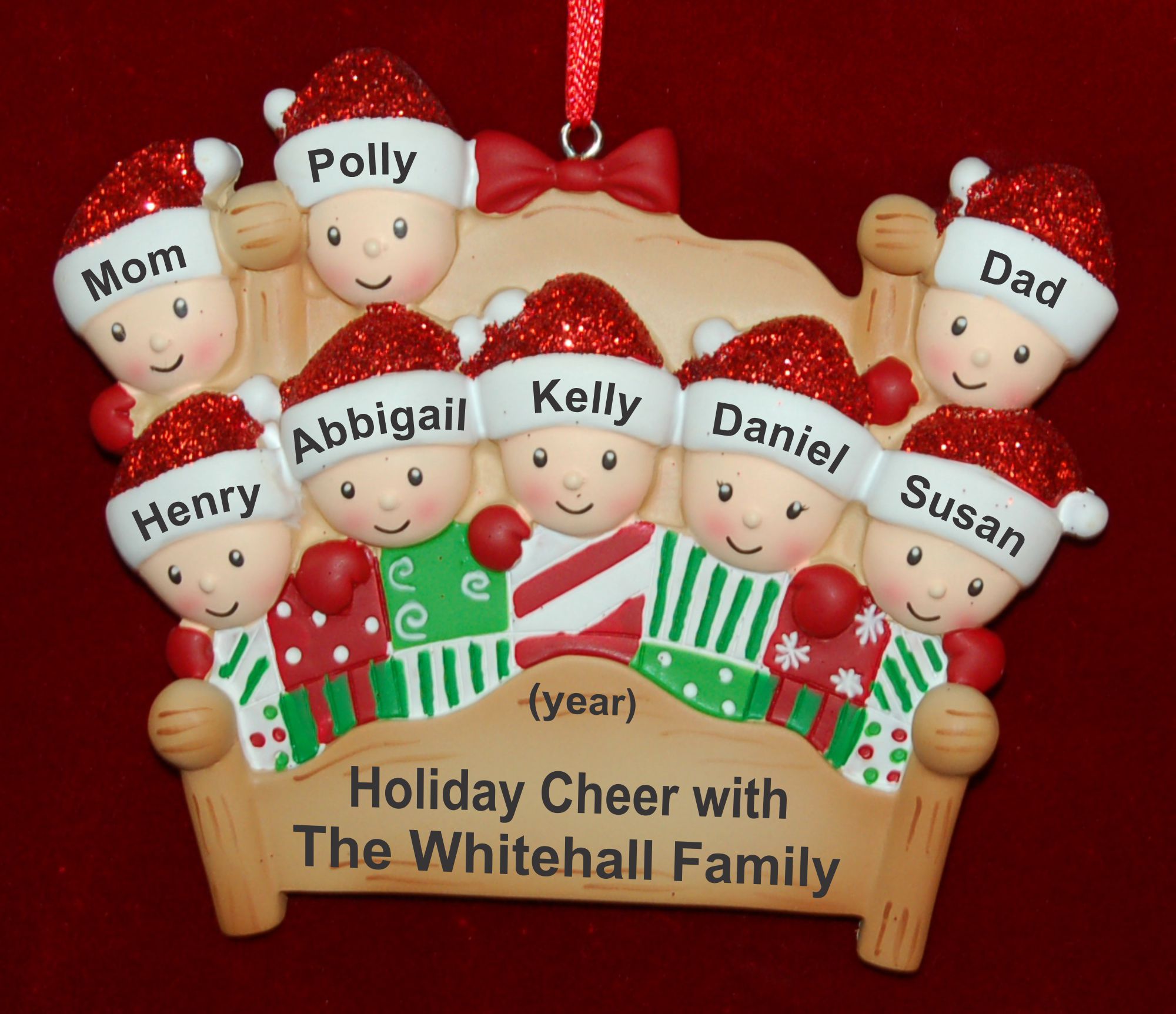 Family Christmas Ornament 4-Poster Fun for 8 Personalized by RussellRhodes.com