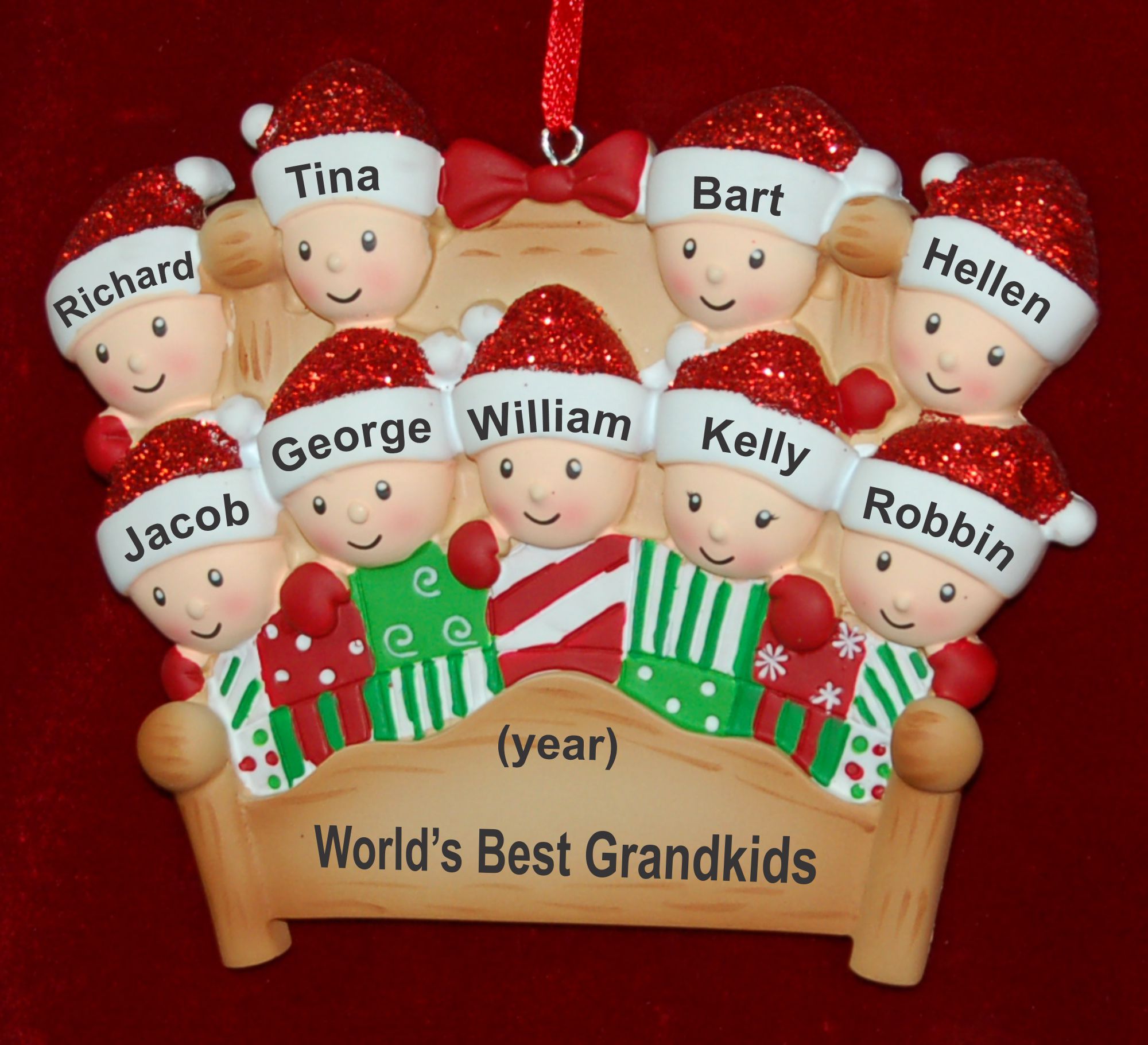 Grandchildren Christmas Ornament 4-Poster Fun for 9 Personalized by RussellRhodes.com