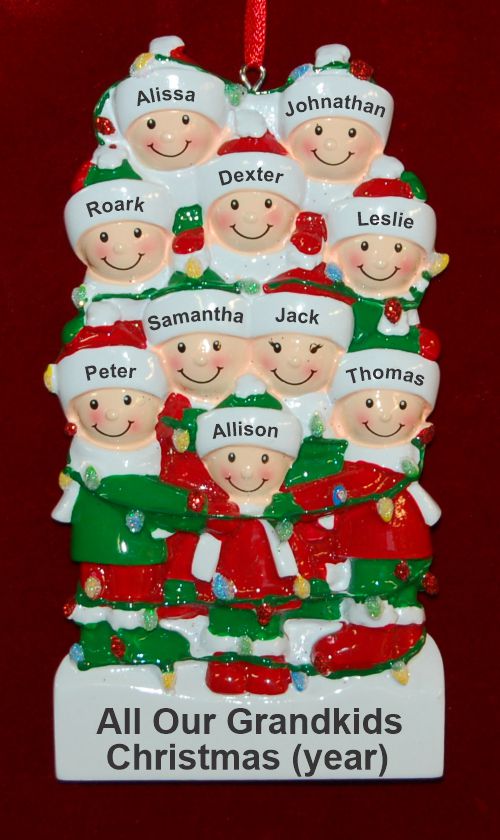 Holiday Lights Family of 10 Personalized Christmas Ornament Personalized by RussellRhodes.com