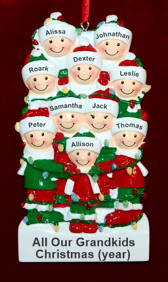 Grandparents Christmas Ornament Holiday Lights for 10 Grandkids Personalized by RussellRhodes.com