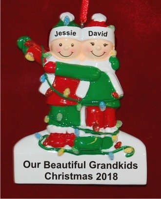 Holiday Lights Funtastic 2 Grandkids Personalized Christmas Ornament Personalized by Russell Rhodes