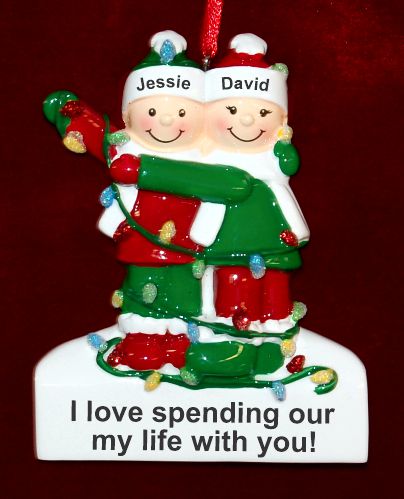 Couples Christmas Ornament Holiday Lights for 2 Personalized by RussellRhodes.com